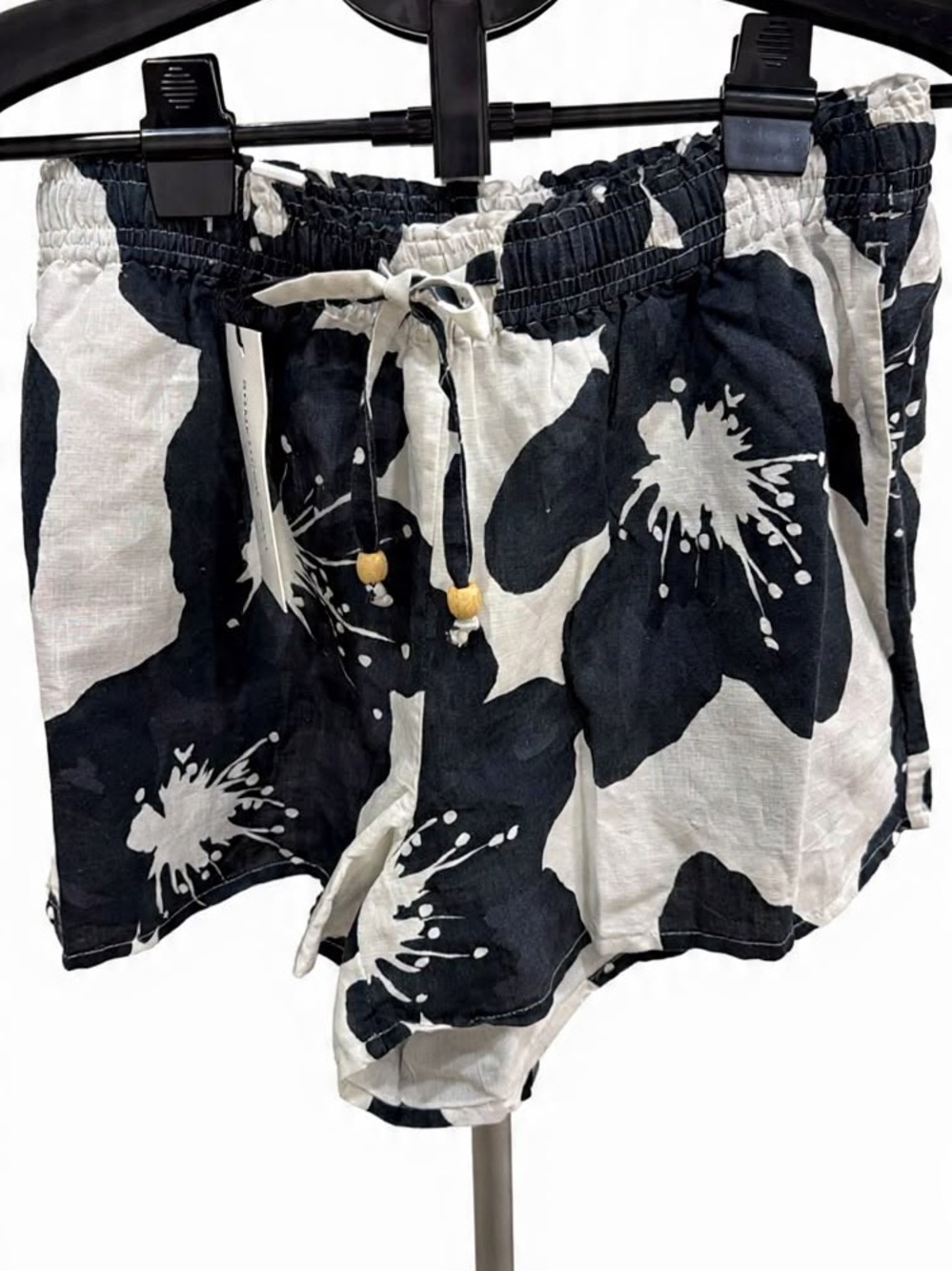 Something Navy Men's Black & White Floral Drawstring Shorts